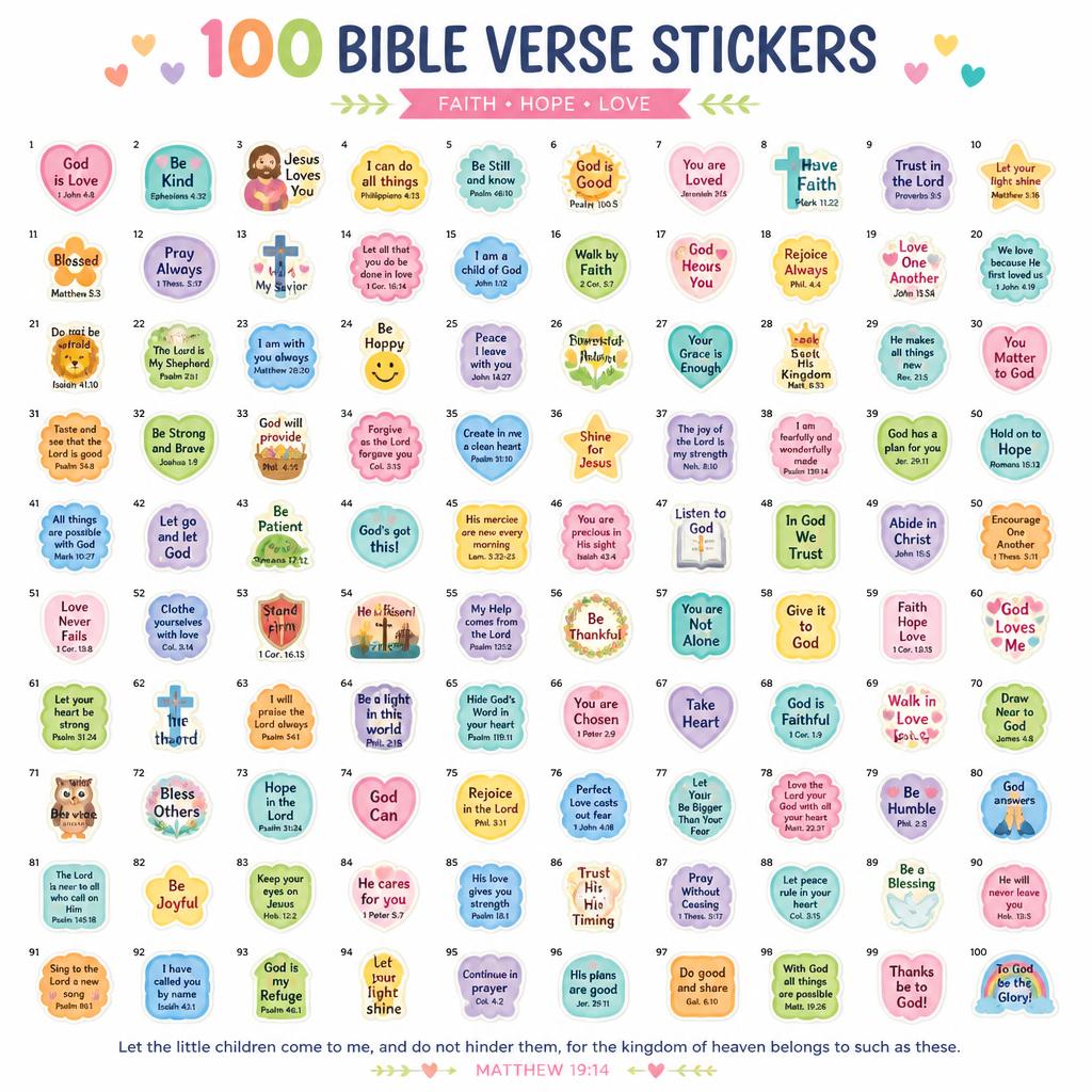 100 Stickers con versículos - PDF imprimible